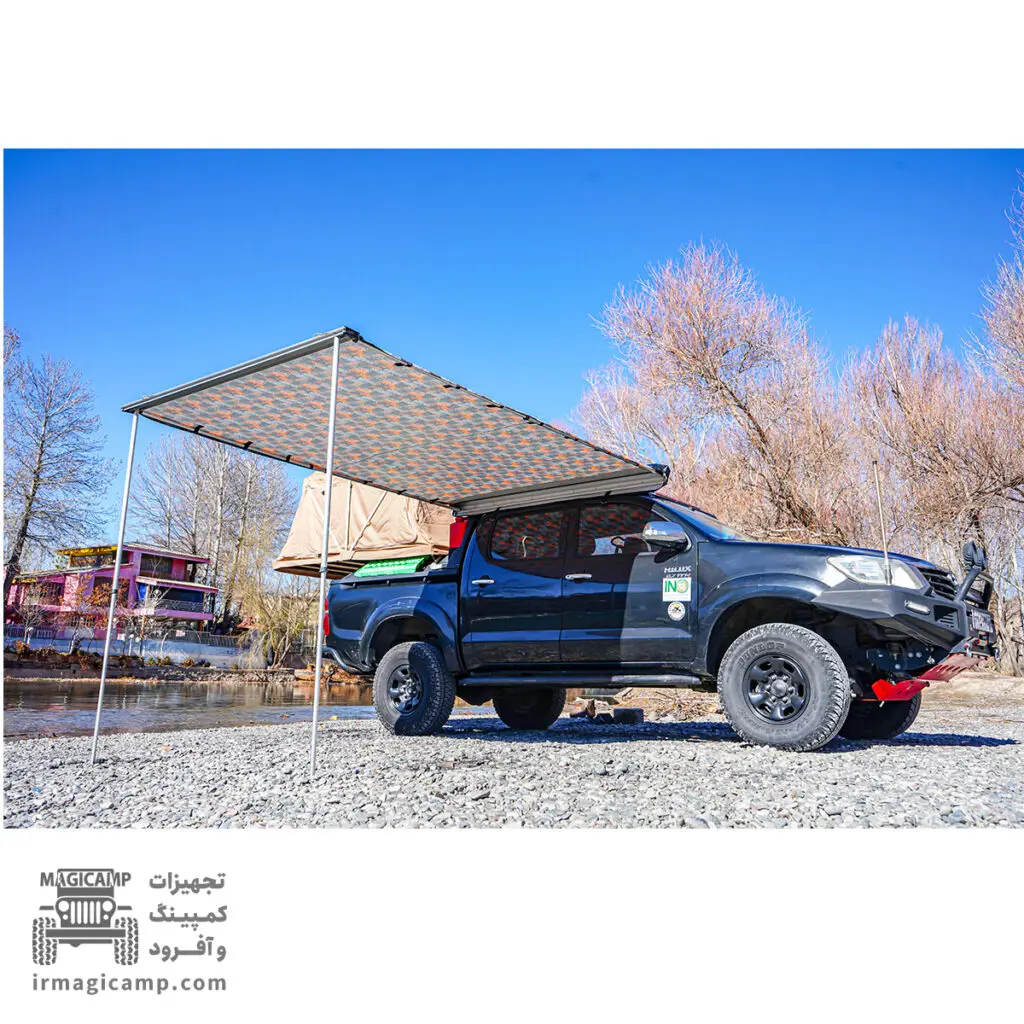 سایبان(سایه بان)بغل خودرو VIP سایز 2*3 پایه آهنی برند مجیکمپ